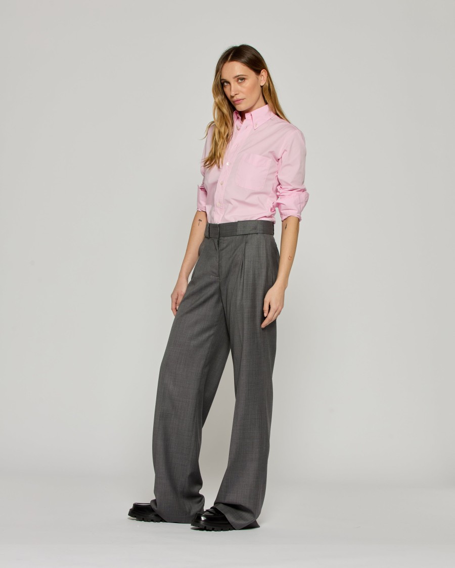 Serena Bute Wool Pleated Trouser - Dark Grey In Grey