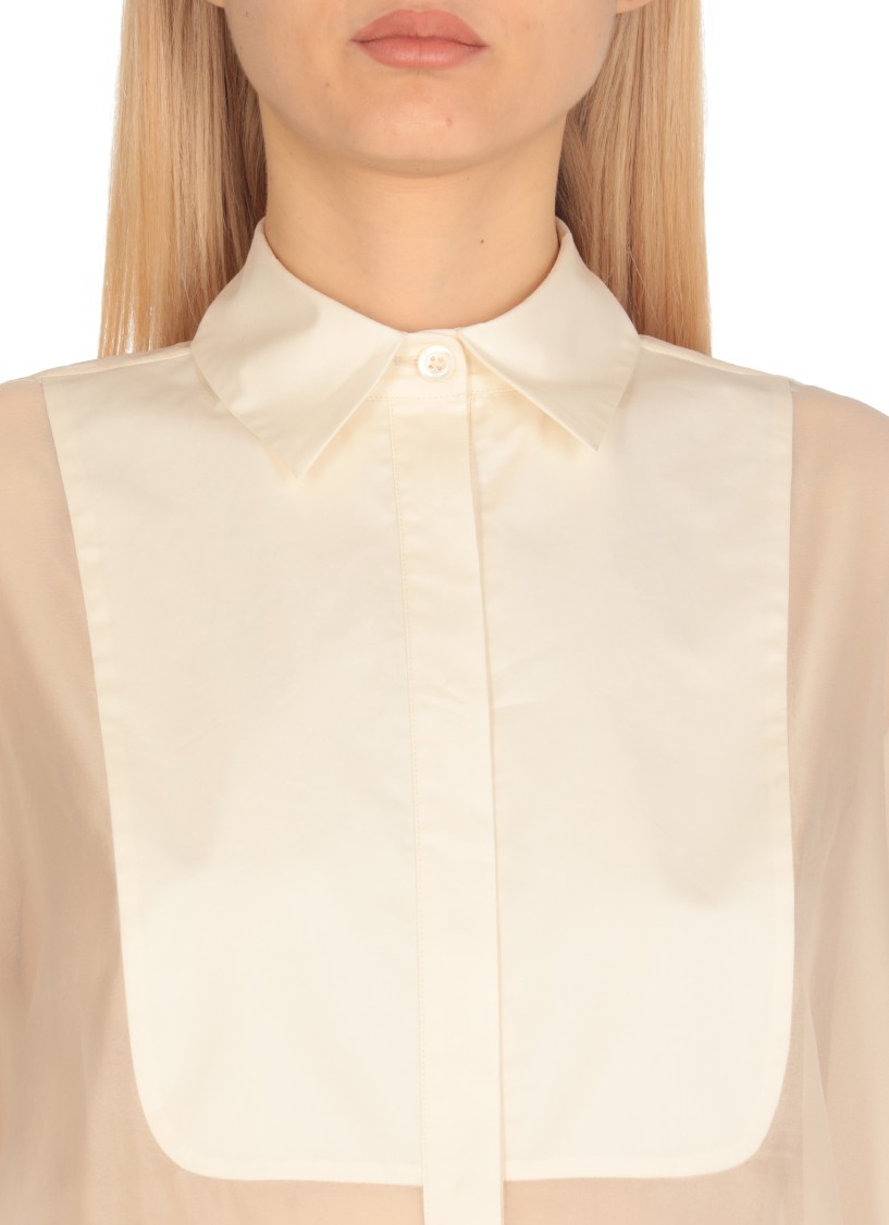 Peserico Aurea Ivory Silk Shirt In Neutrals