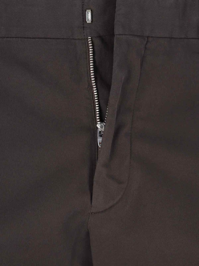Shop Zegna Straight-leg Brown Chinos With Hook And Zip Closure