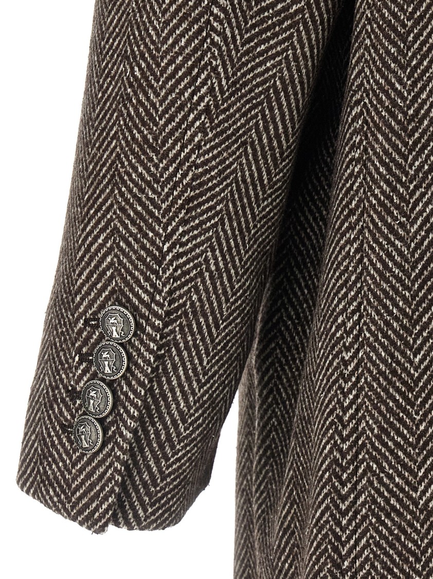 Brunello Cucinelli Cashmere And Silk Single Breasted Coat In Brown