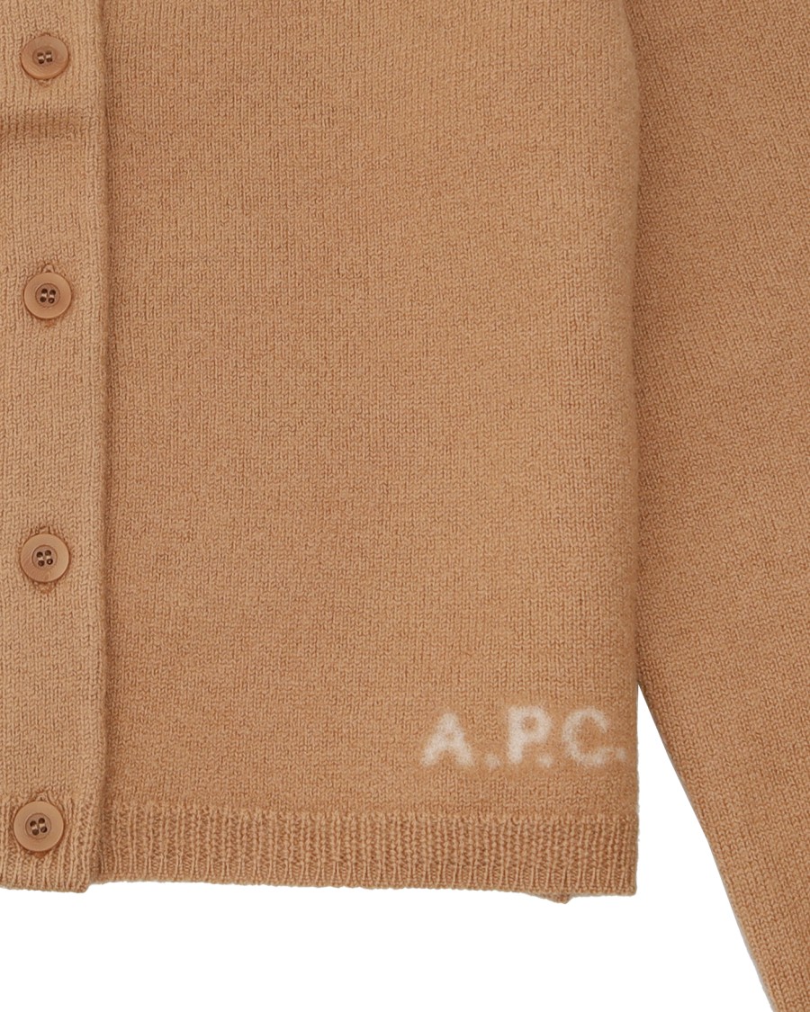 Apc A.p.c. Thick Merino Wool Cardigan In Brown