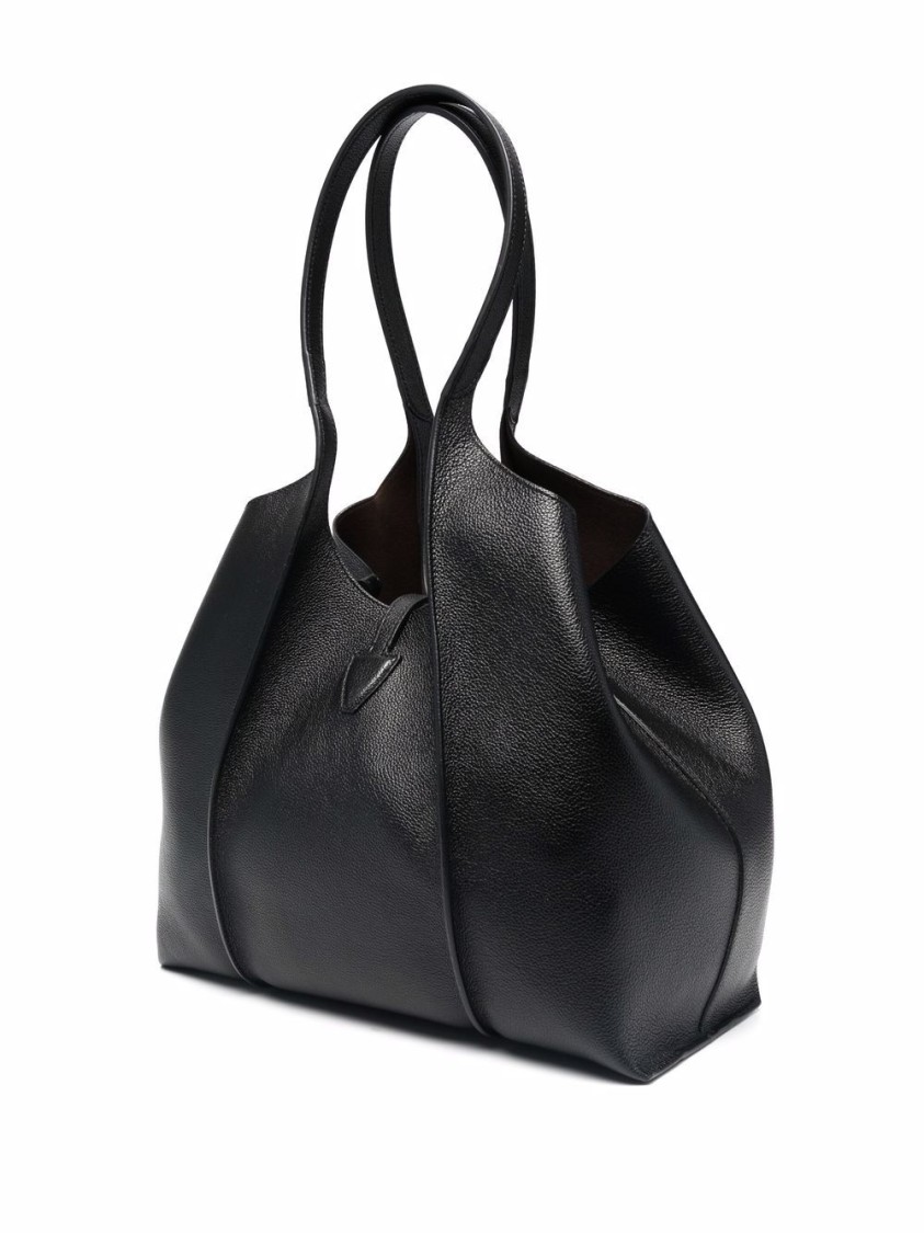 Tod's Structured Leather Tote With Cutout Design And Gold Accents In Black