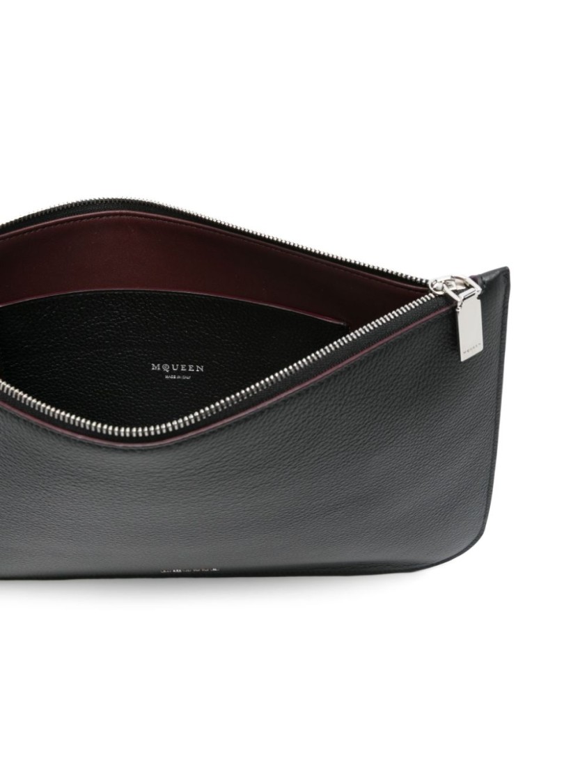 Alexander Mcqueen Blackleather Clutch In Black