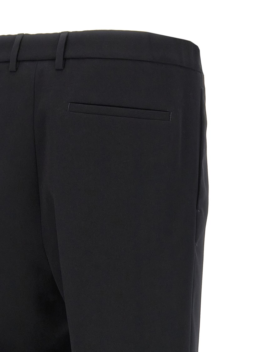 Jil Sander Cropped Wool Gabardine Trousers With Elastic Waistband In Black