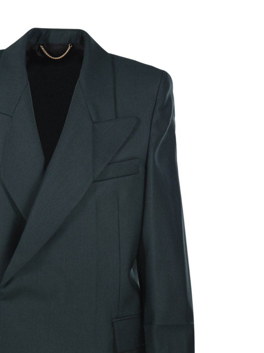 Victoria Beckham Pointed-shoulder Wool Blend Blazer In Green