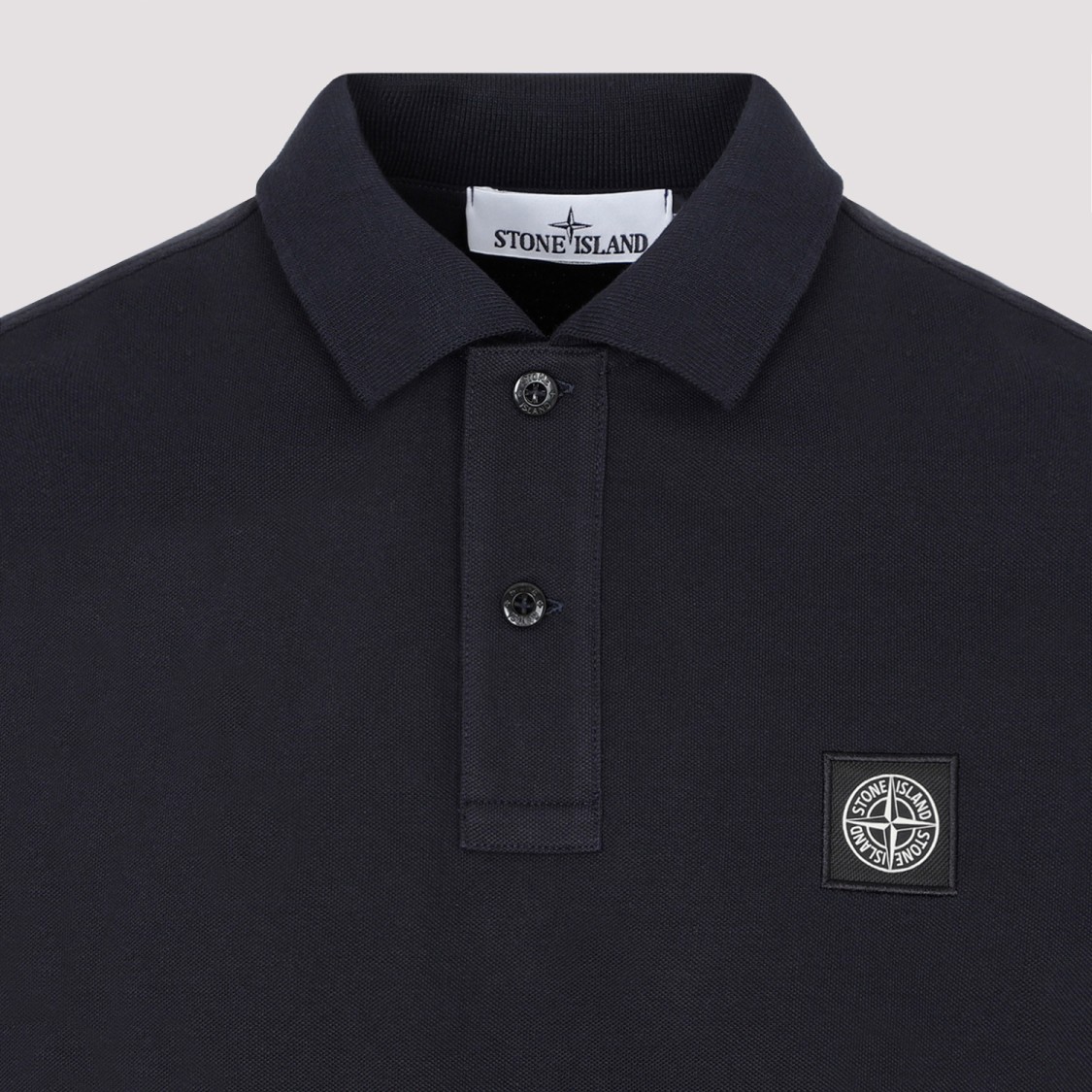 Shop Stone Island Navy Blue Cotton Polo