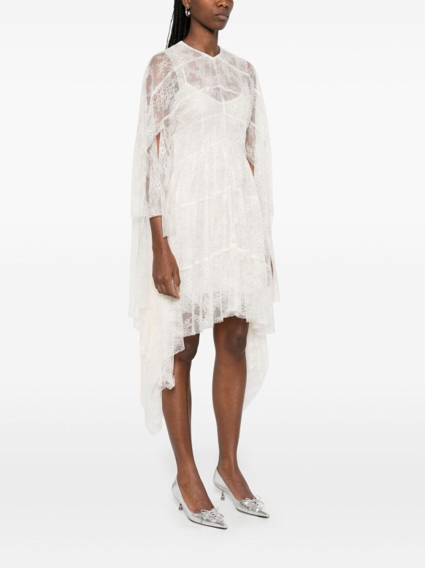 Shop Philosophy Di Lorenzo Serafini Ivory Layered Evening Dress With Asymmetrical Hemline