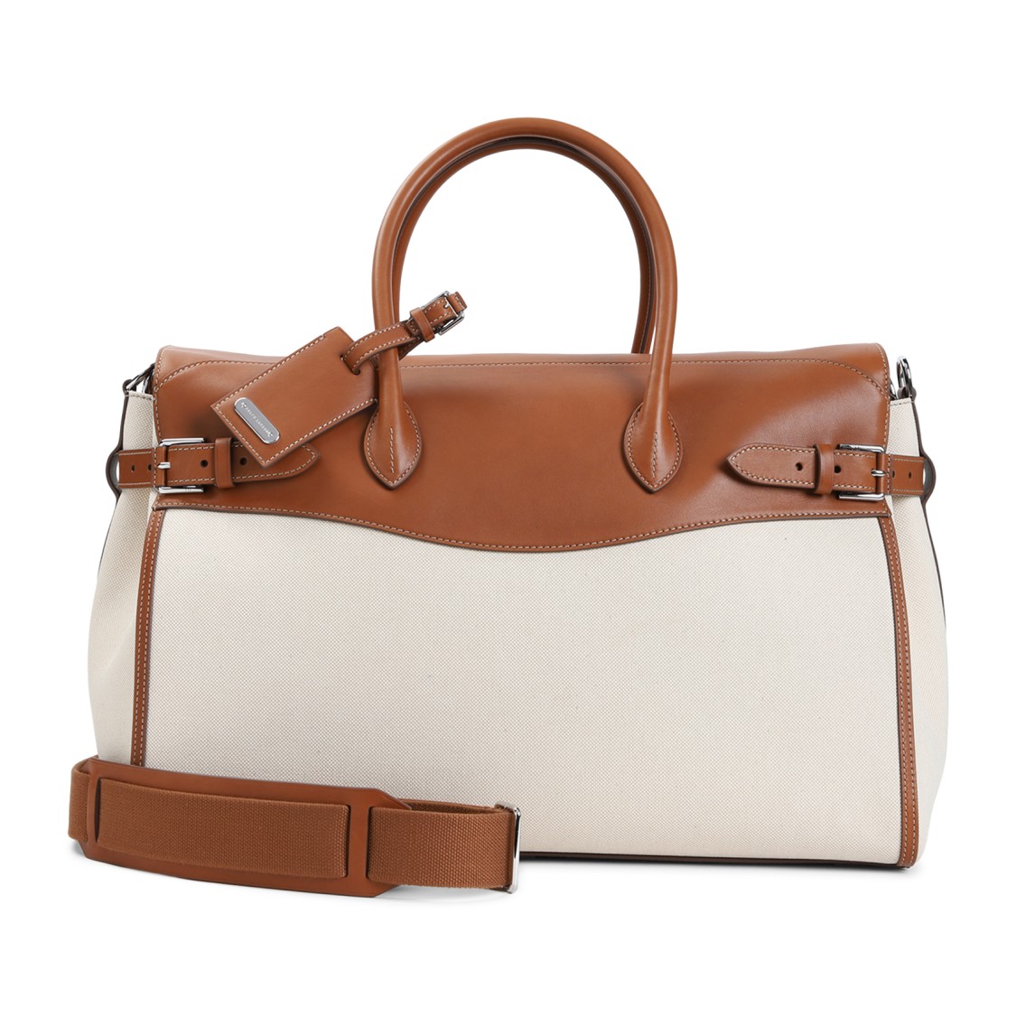 Ralph Lauren X Purple Label Duffle Large Brown Leather Tote Bag