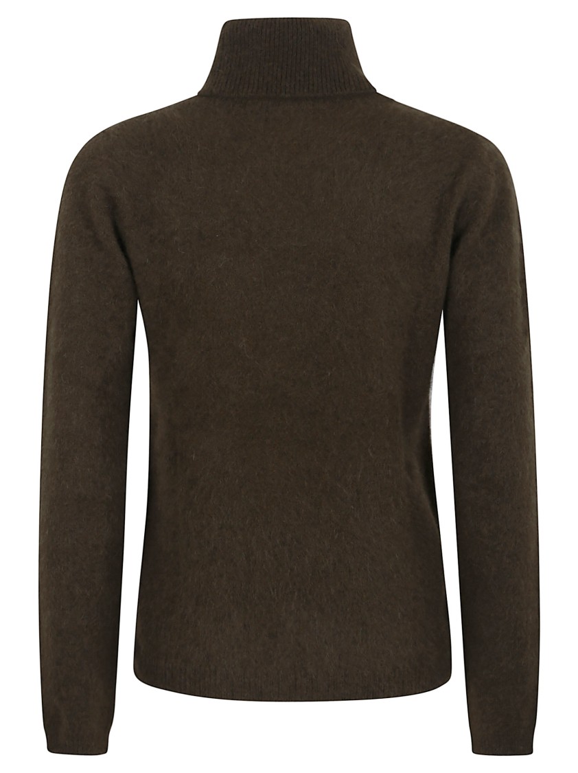 P.a.r.o.s.h Parosh High Ribbed Turtleneck Sweater In Plush Raccoon Fur In Black