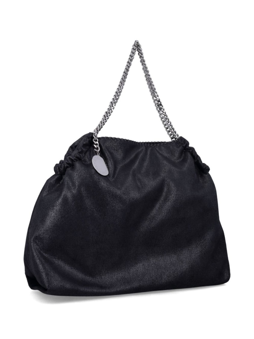 Stella Mccartney Soft Textured Black Bag With Elegant Chain Strap In Black