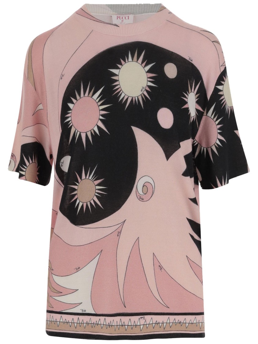 Pucci Crew Neck Graphic Print Relaxed Fit Top