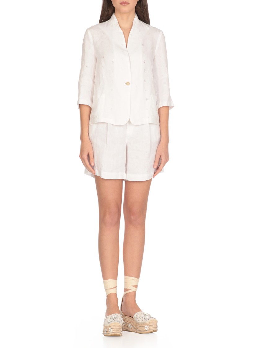 120% Lino White Linen Blazer