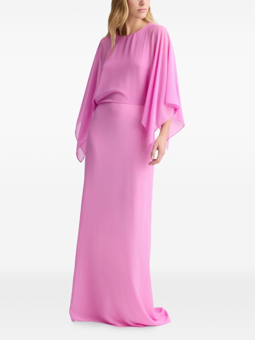 Liu •jo Liu Jo Maxi Dress With Draped Sleeves In Pink