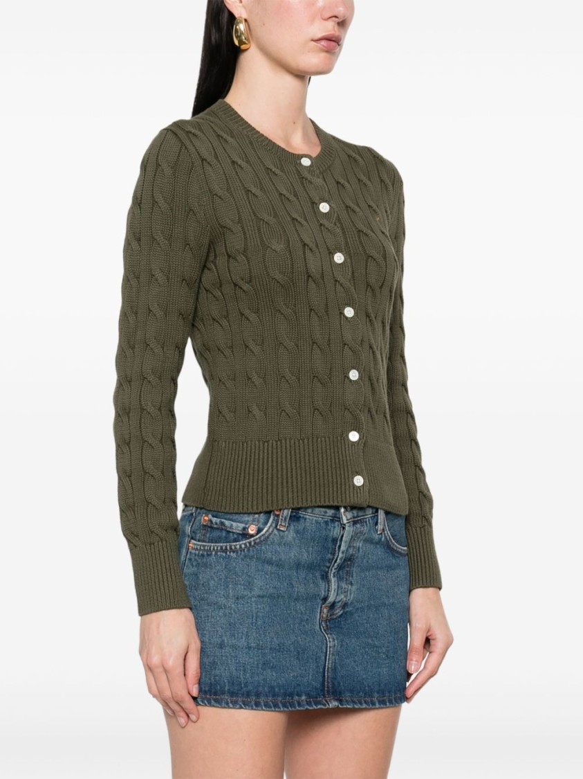 Polo Ralph Lauren Cable-knit Cardigan With Intricate Patterns And Cropped Design