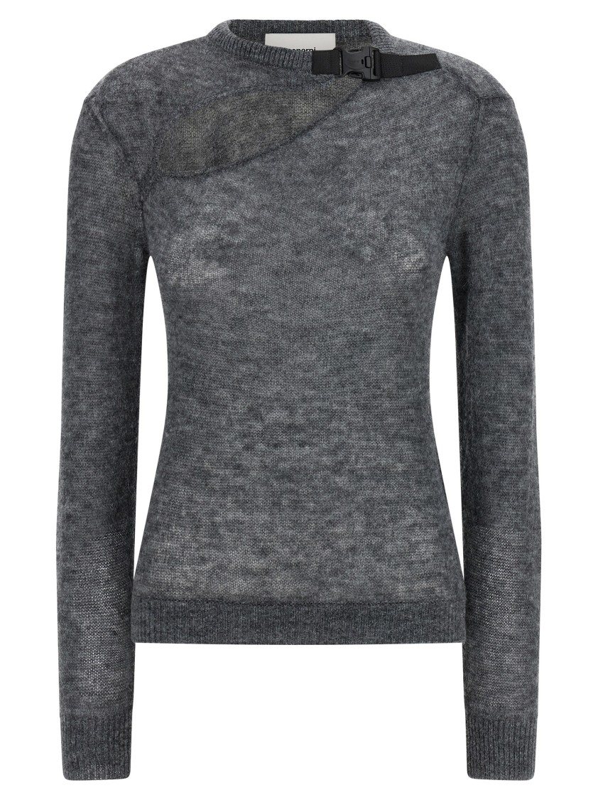 Coperni Buckle Cut-out Sweater In Gray