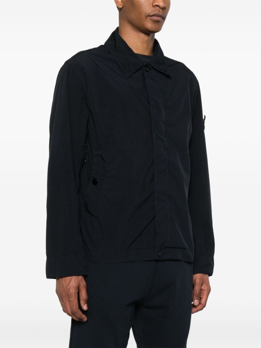 Stone Island Tailored Black Casual Jacket With Minimalist Design In Black