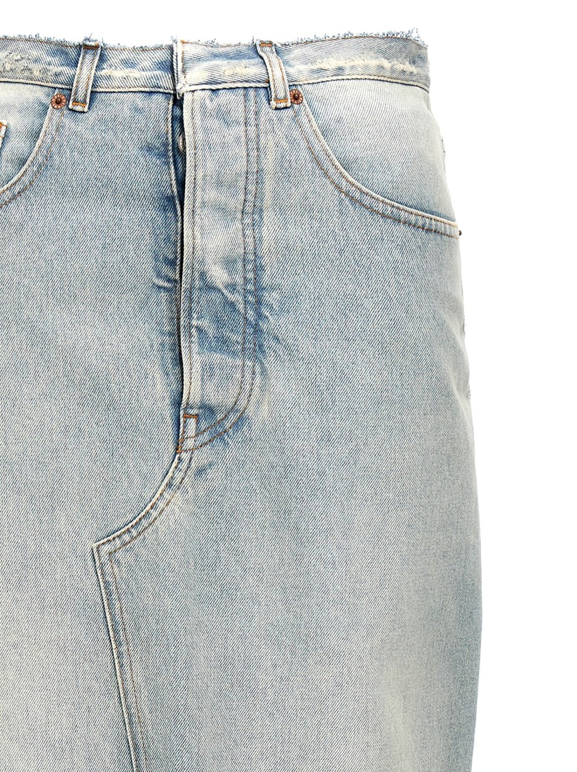 Mm6 Maison Margiela Mm6 By Maison Margiela Long Cotton Denim Skirt With Front In Blue
