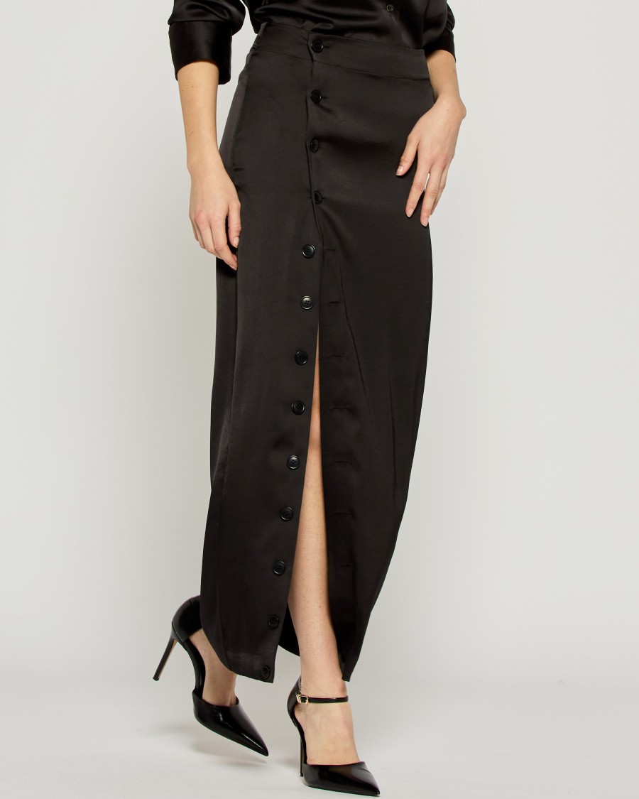 Serena Bute Button Through Skirt - Black In Black
