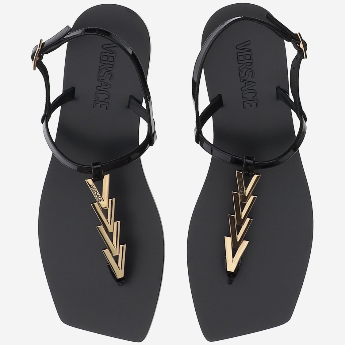 Versace 'medusa '95' Black Low Sandals With Logo Detail In Black