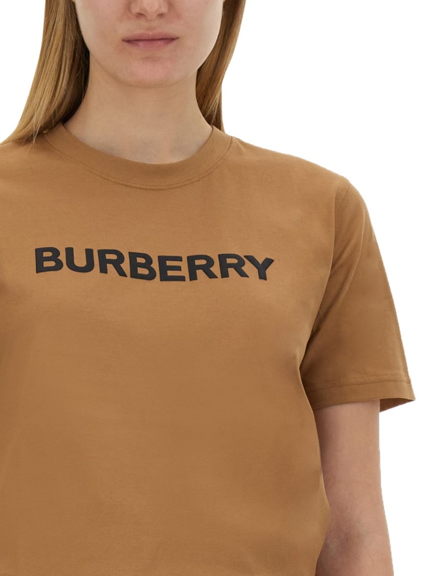 Burberry Beige T-shirt With Logo Print On Front In Cotton Woman In Brown