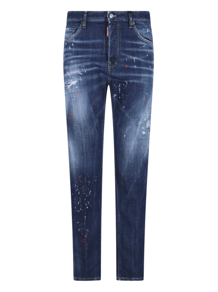 Dsquared2 Medium Easy Red Spots Wash Skater Jean In Blue