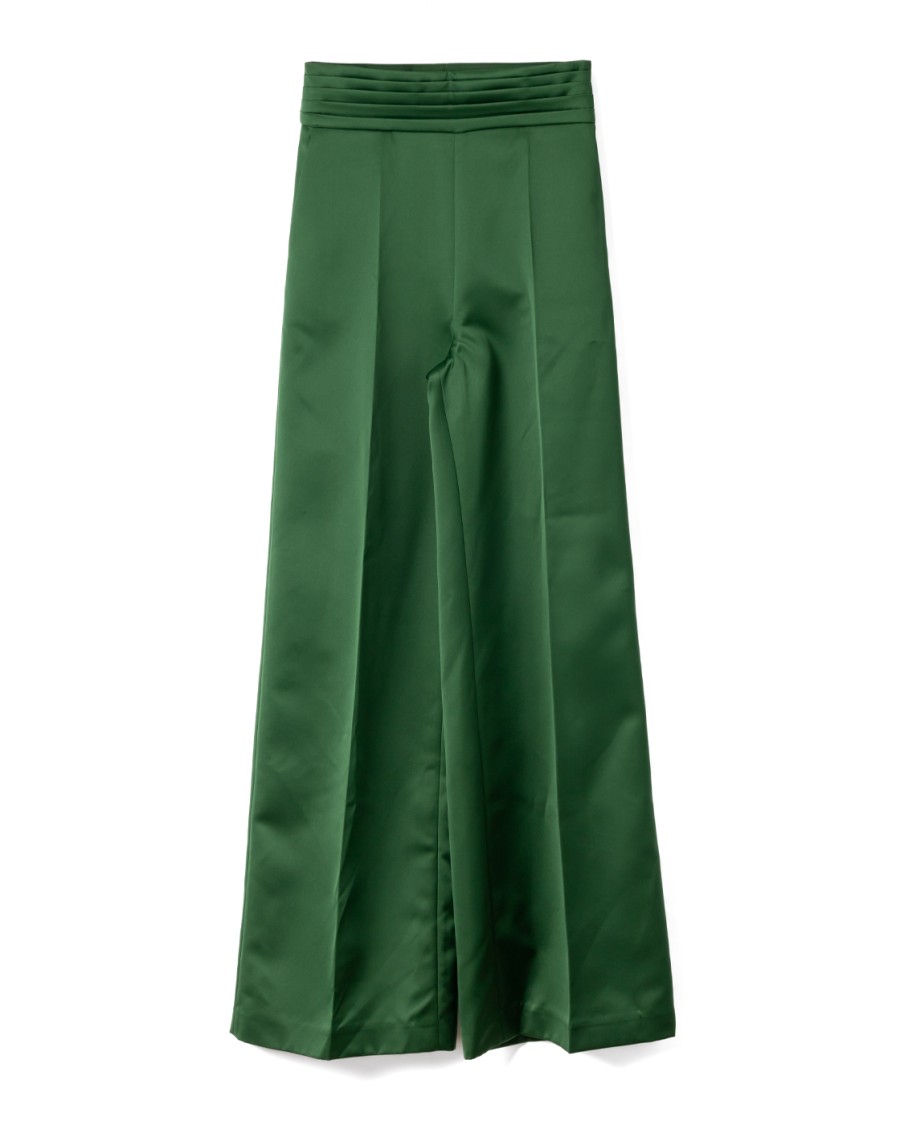 Viktor & Rolf Wide-leg Satin Finish Pants In Green