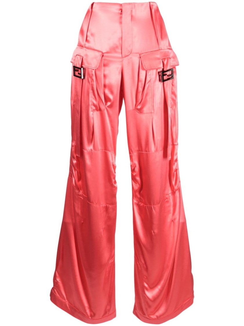 Fendi Wide-leg Pink Trousers With High Waist