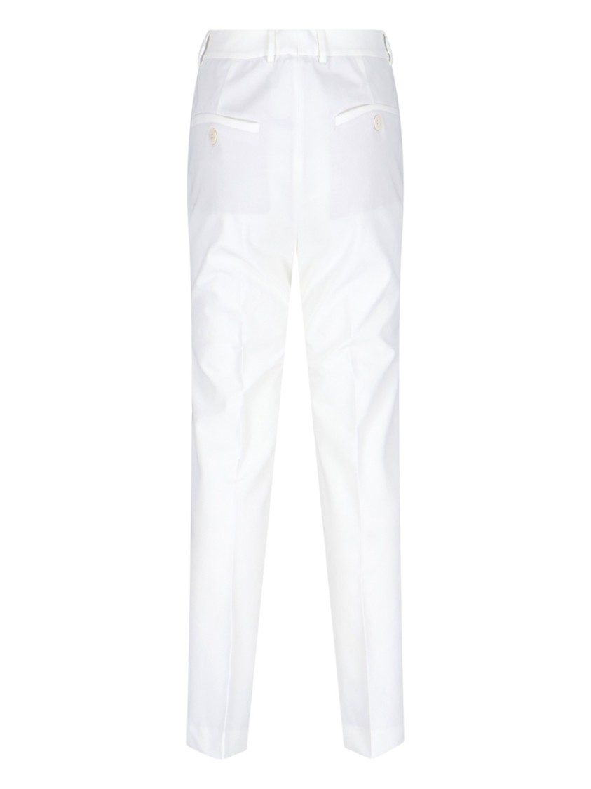 Shop Incotex White Cotton Straight-leg Pants With Medium Rise