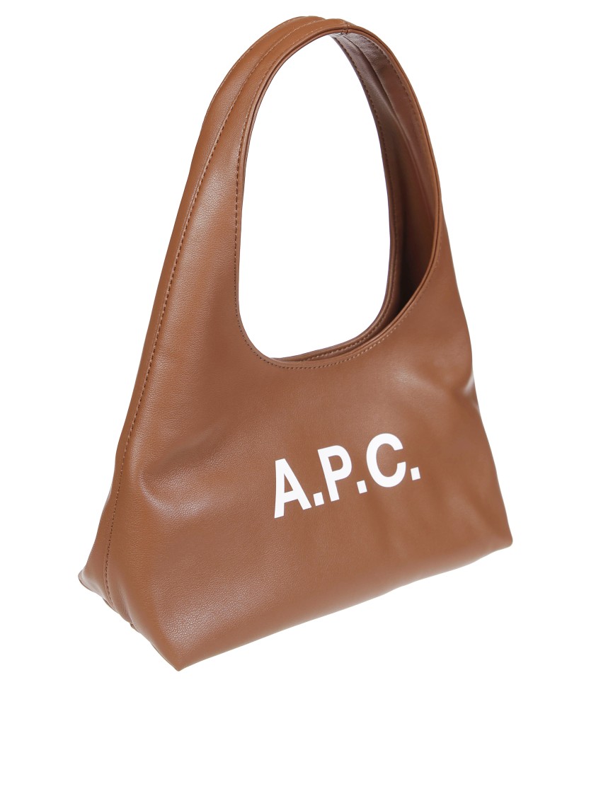 Apc A.p.c. Structured Shoulder Bag With Bold Lettering In Brown