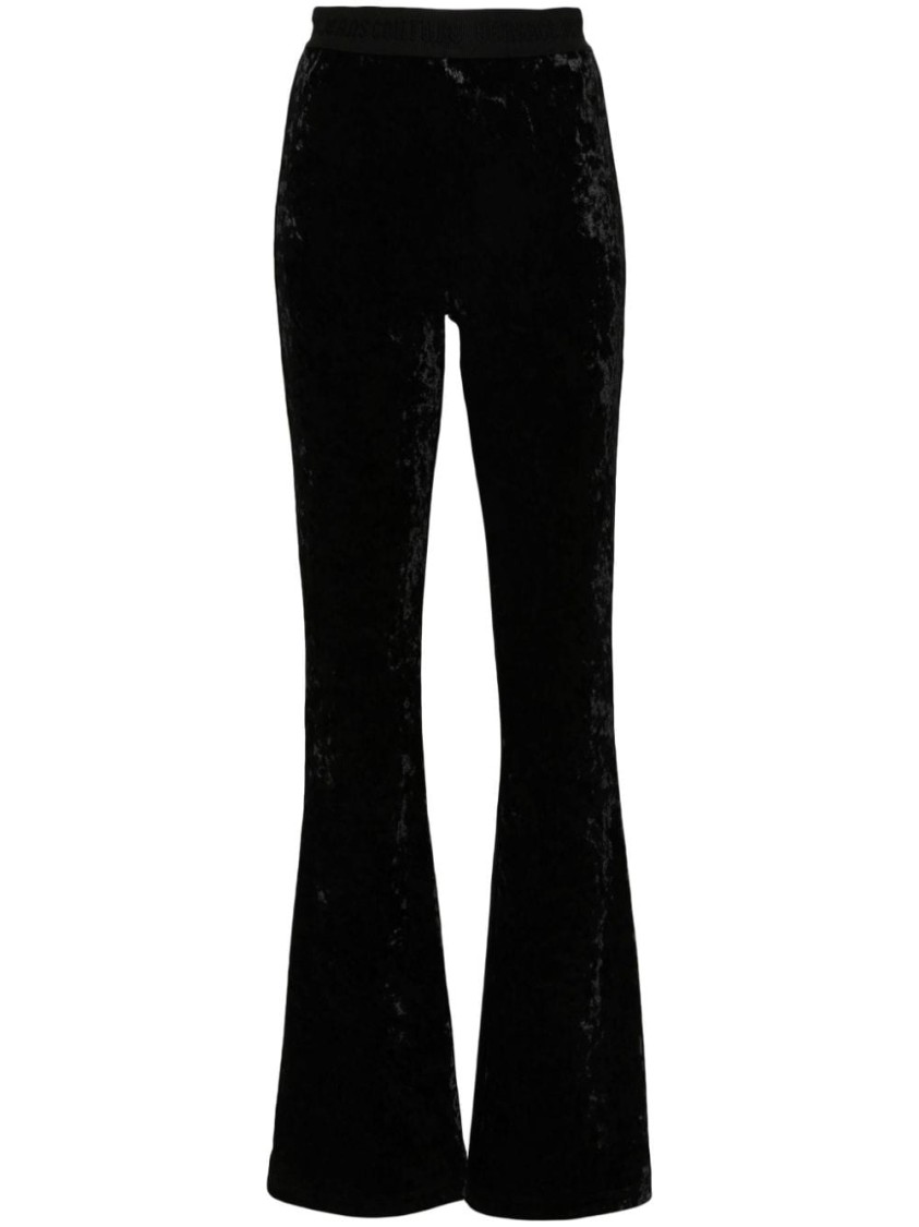 Versace Jeans Couture Logo-waistband Trousers In Black