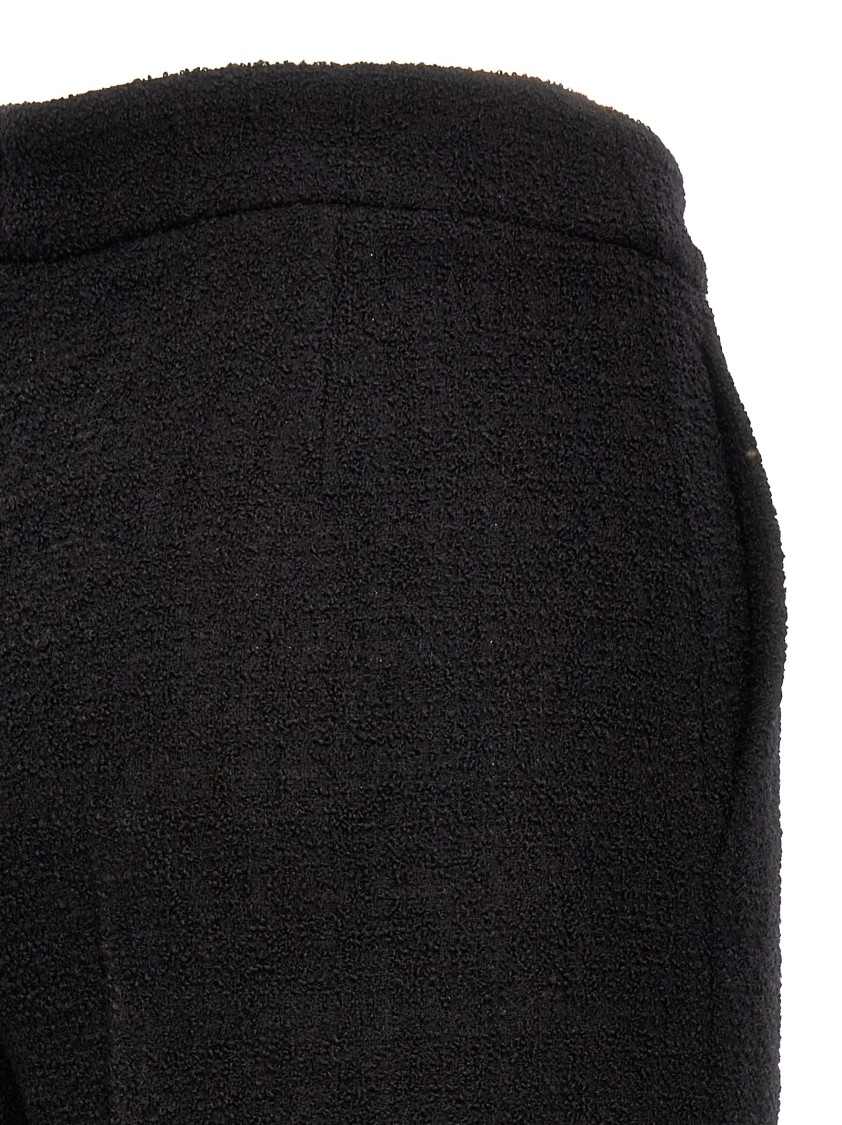 Moschino Wide-leg Textured Fabric Elastic Waistband Pants In Black