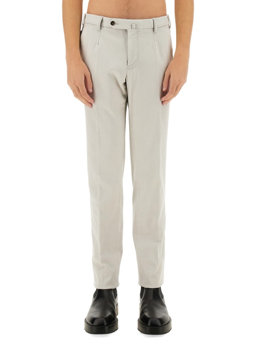 Pt Torino Cotton Pants With Back And Side Pockets In Neutrals