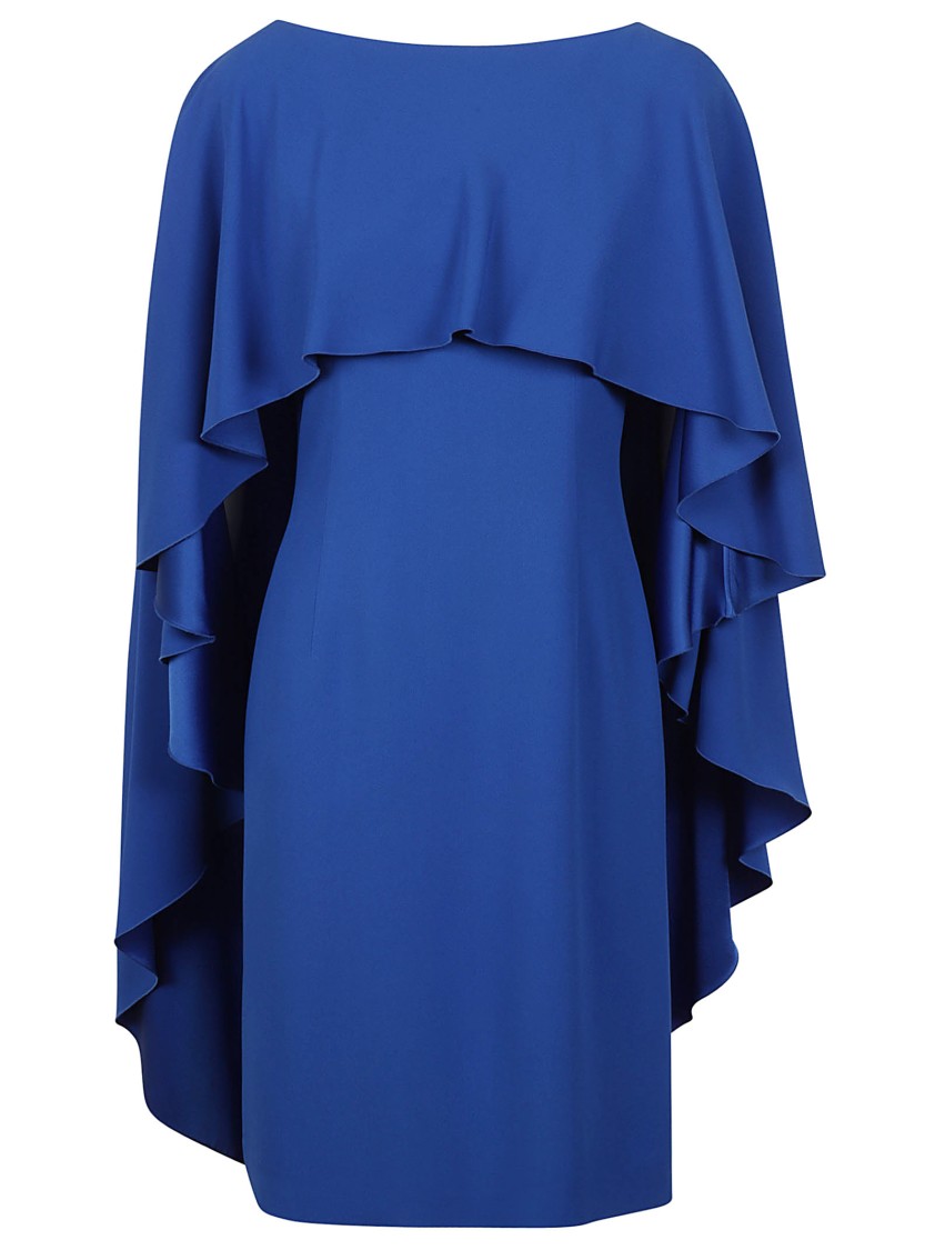 Alberta Ferretti Flowing Blue Evening Dress With Layered Ruffles In Blue