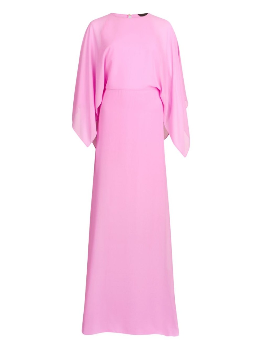 Liu •jo Liu Jo Maxi Dress With Draped Sleeves In Pink