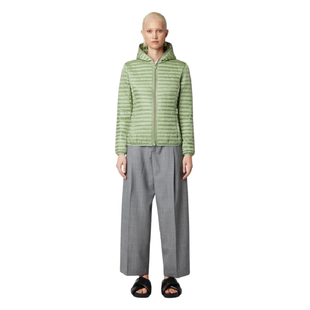 Save The Duck Quilted Jacket With Plumtech® Padding And Dual Zip Closure In Green