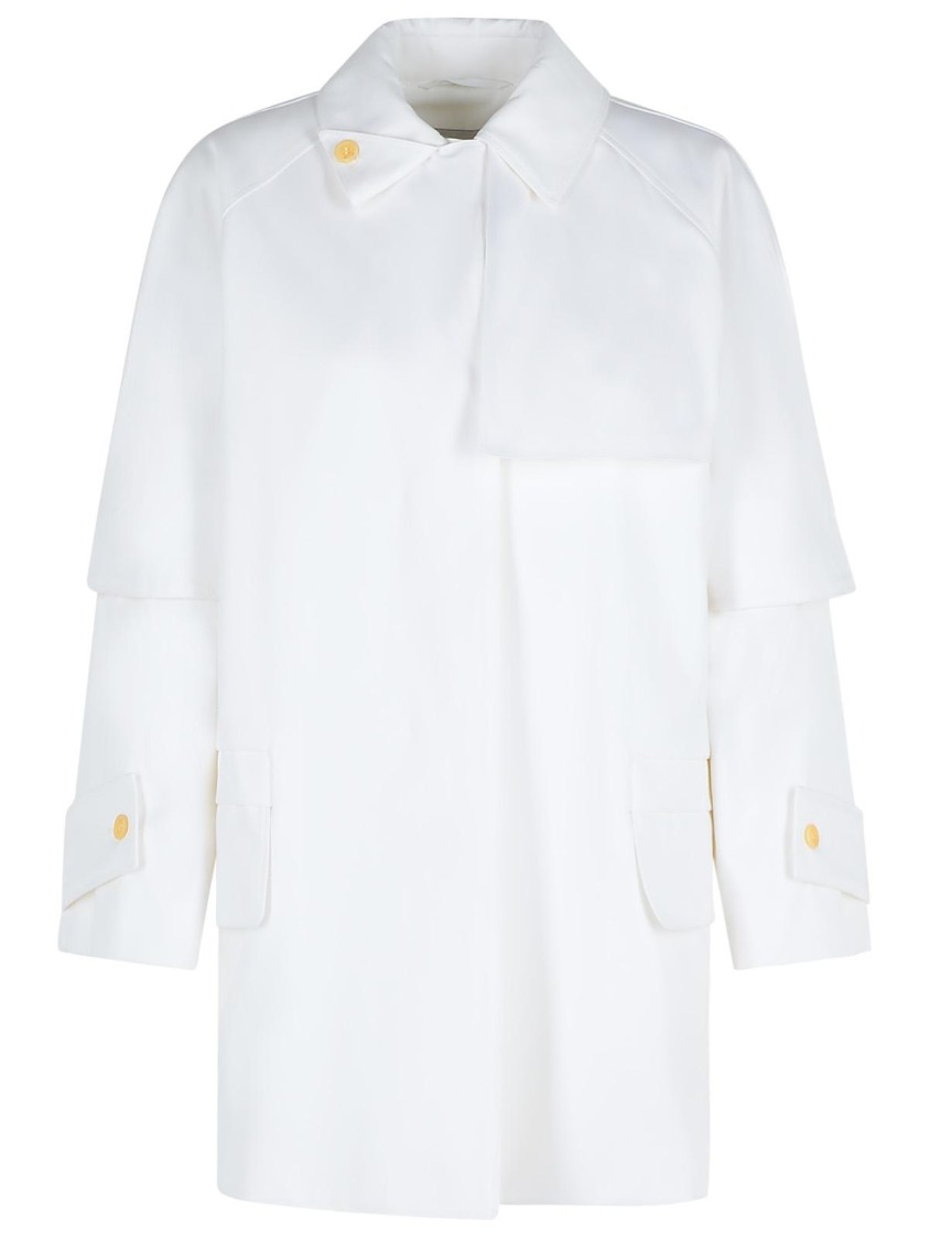 Max Mara Cotton Gabardine Trench Coat In White