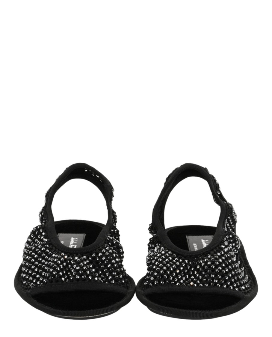 Ferragamo Anio Crystal Embellished Slingback Sandals In Black