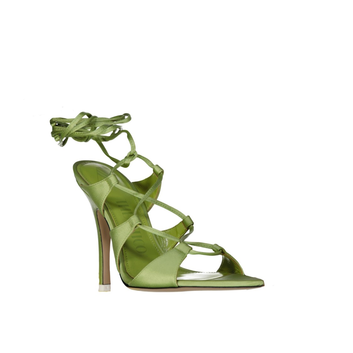 Attico The  Reneè Satin Sandals In Neutral