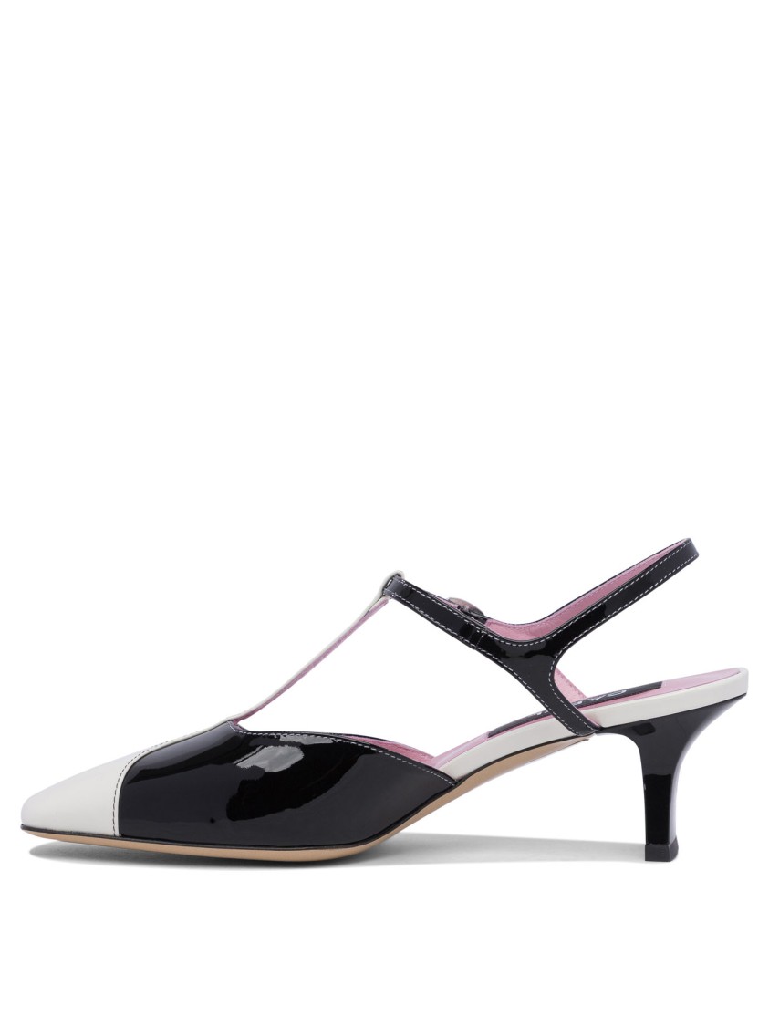 Carel Paris Pointed Toe Calf Leather Sandals In Black