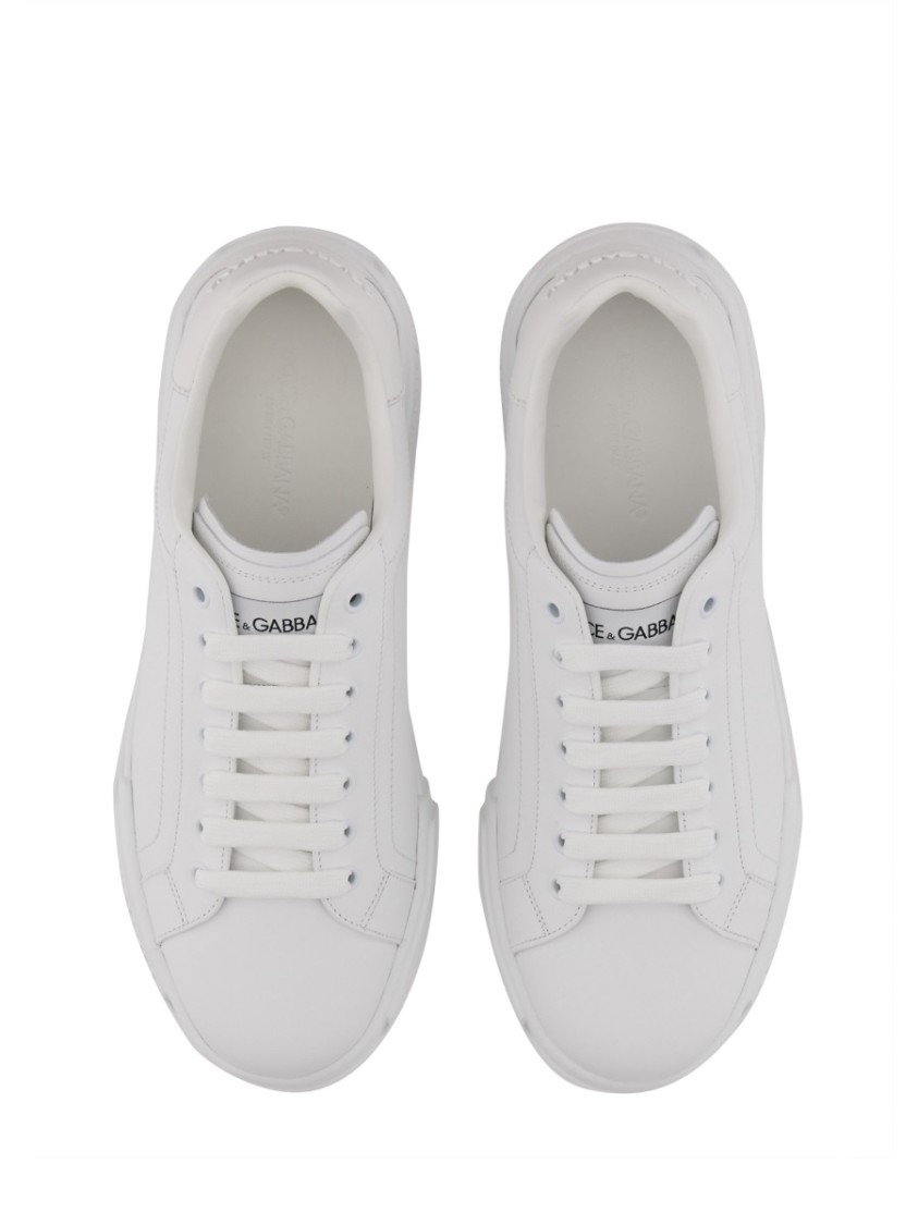 Dolce & Gabbana Portofino Calfskin White Sneakers
