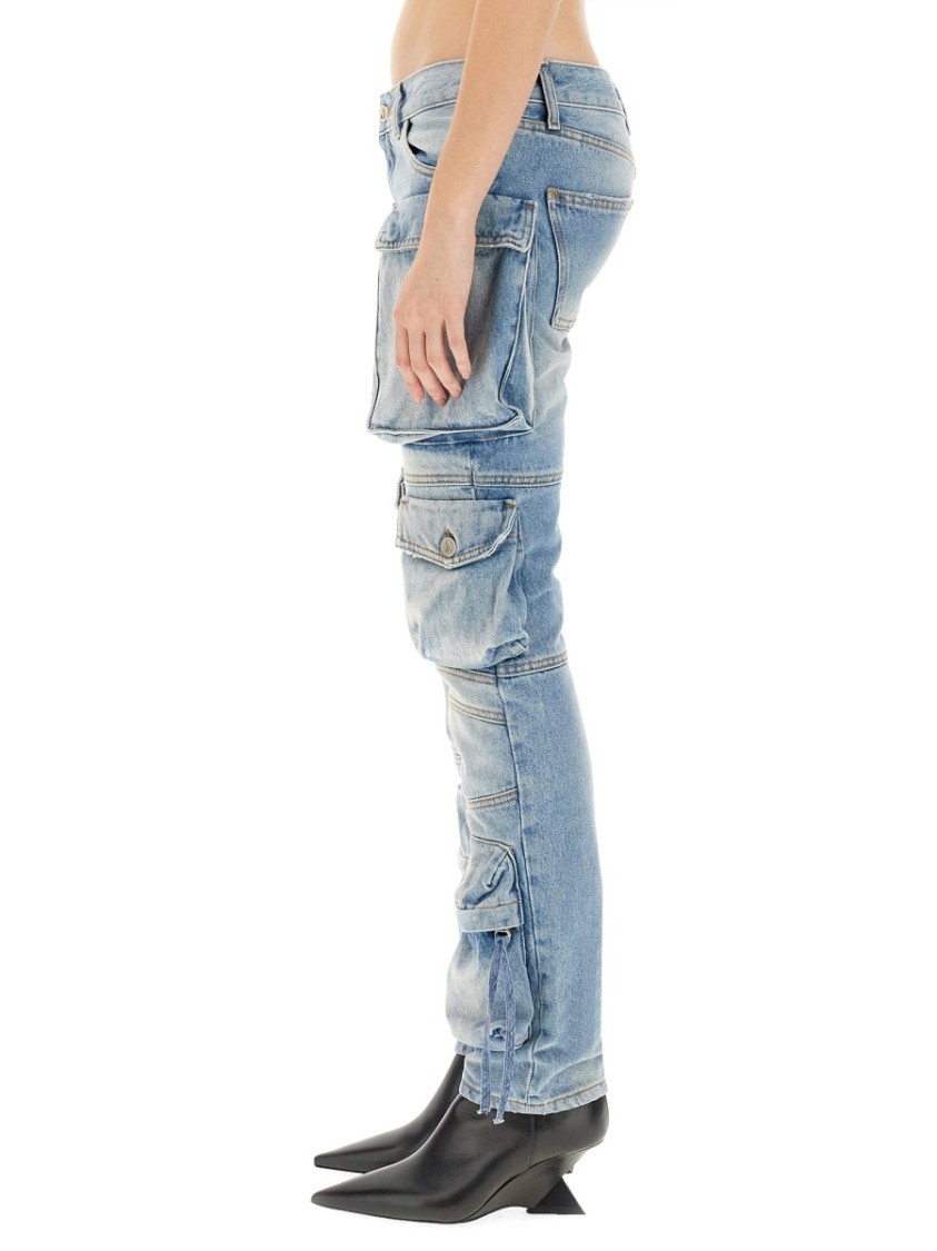 Attico Essie Flared Cargo Pants In Blue
