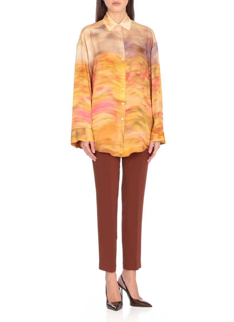 Pinko Life Printed Viscose Shirt In Orange