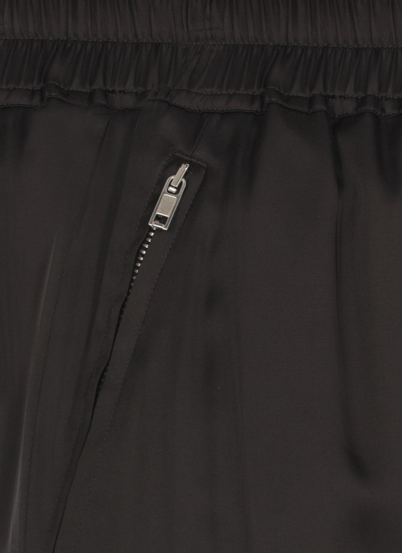 Rick Owens Tapered Black Viscose Blend Track Pants In Black
