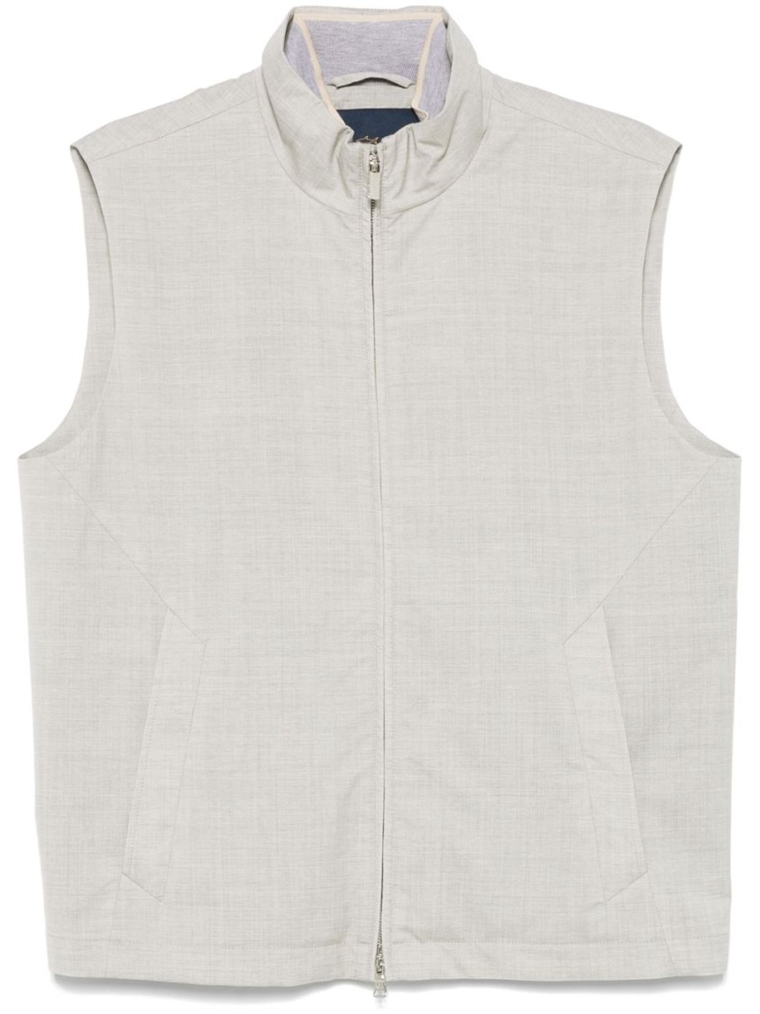 Shop Paul & Shark Light Grey Full Lining Gilet In White