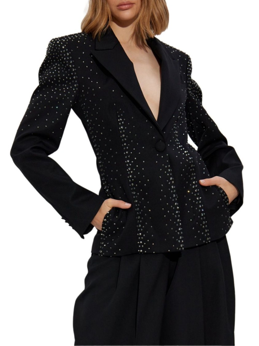 Attico Structured Black Wool Blazer In Black