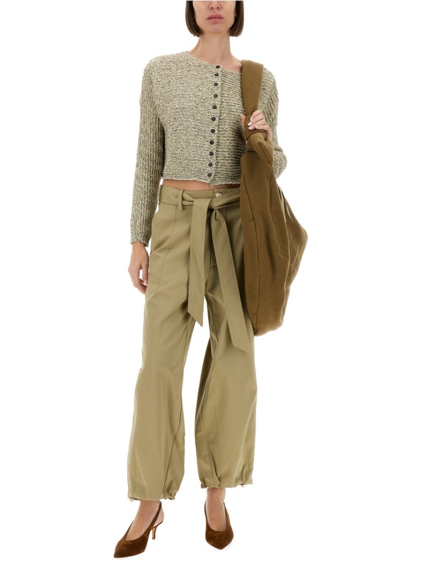 Shop Alysi Relaxed Fit Belted Pants In Neutrals