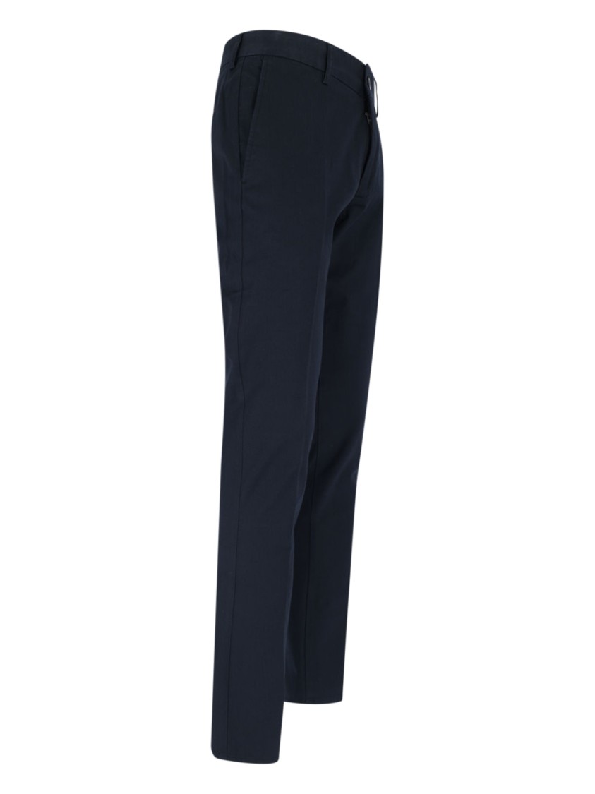 Incotex High-waisted Straight-leg Chino Pants In Dark Blue Cotton In Blue