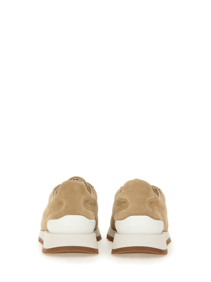 Brunello Cucinelli Suede Upper Rubber Sole Sneaker In Neutrals