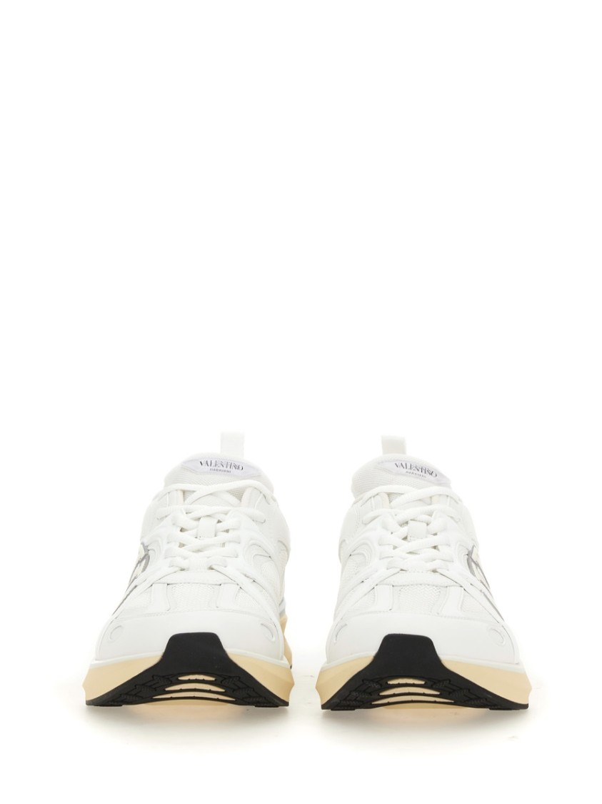 Valentino White Leather And Fabric Vlogo Easyjog Sneakers