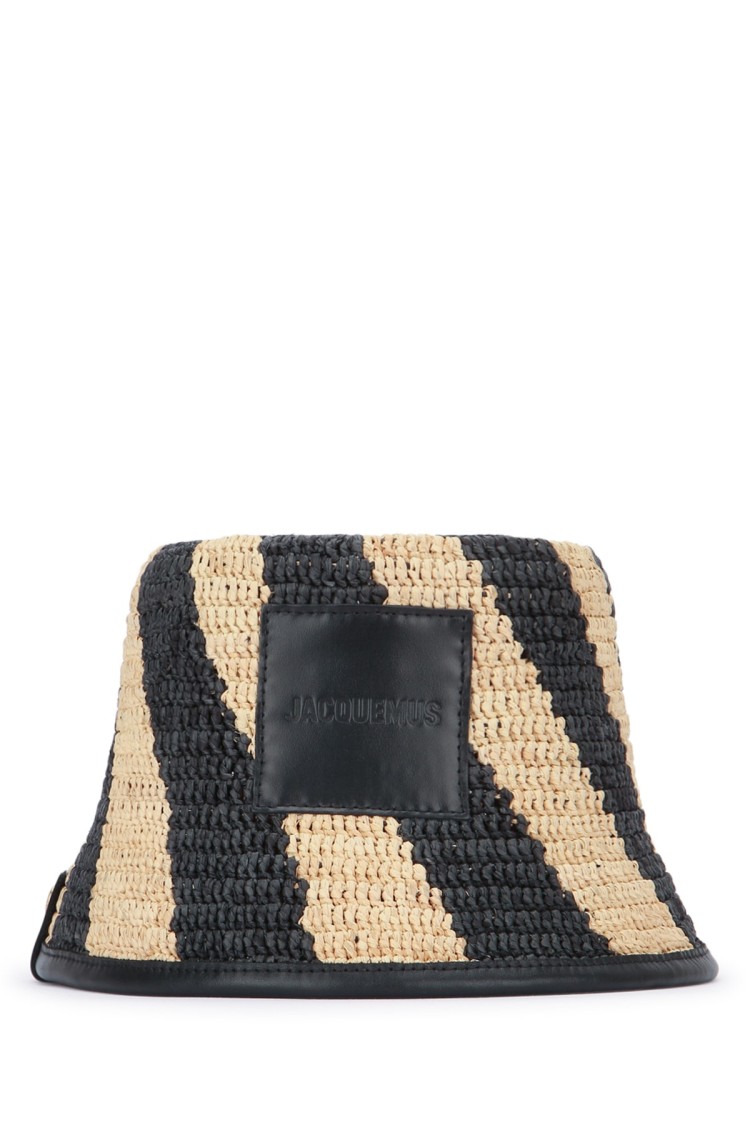 Jacquemus Soli Striped Bucket Hat In Black